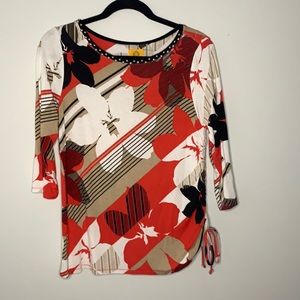 Ruby Road 3/4 sleeve printed blouse Size S